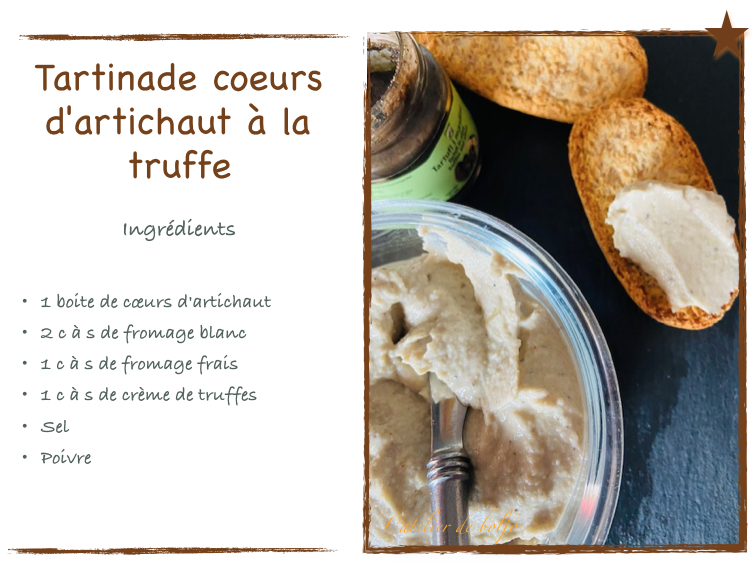 Houmous, tartinade cœurs d’artichaut truffe